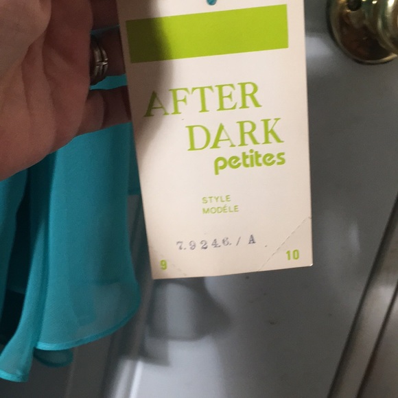 After Dark woman’s formal teal dress beaded epaulettes attached scarf size 9/10 - Picture 7 of 9